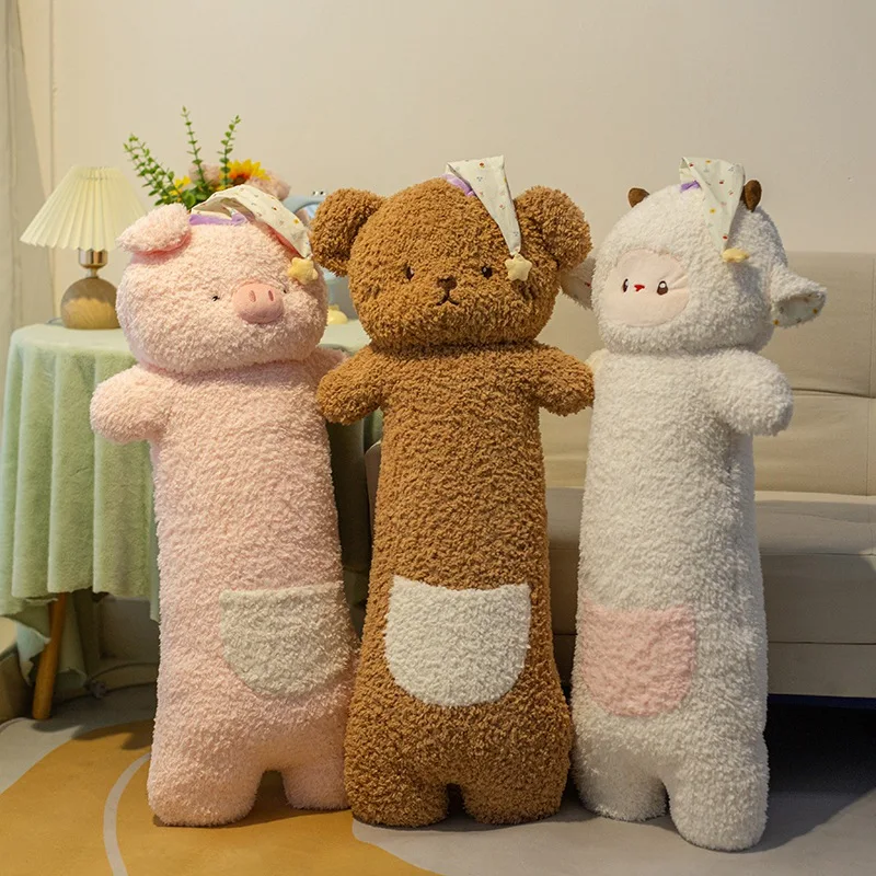 

90cm Cute Pink Pig Bear Plush Toy Cartoon Sheep Long Plush Doll Throw Pillow Soft Stuffed Animal Pig Soft Girls Birthday Gift