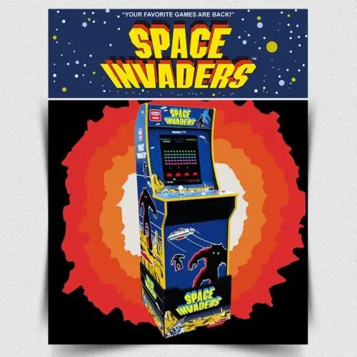 Plaque murale en métal SPACE INVADERS ARCADE, affiche rétro pour salle de jeux, salle de jeux pour homme, en aluminium