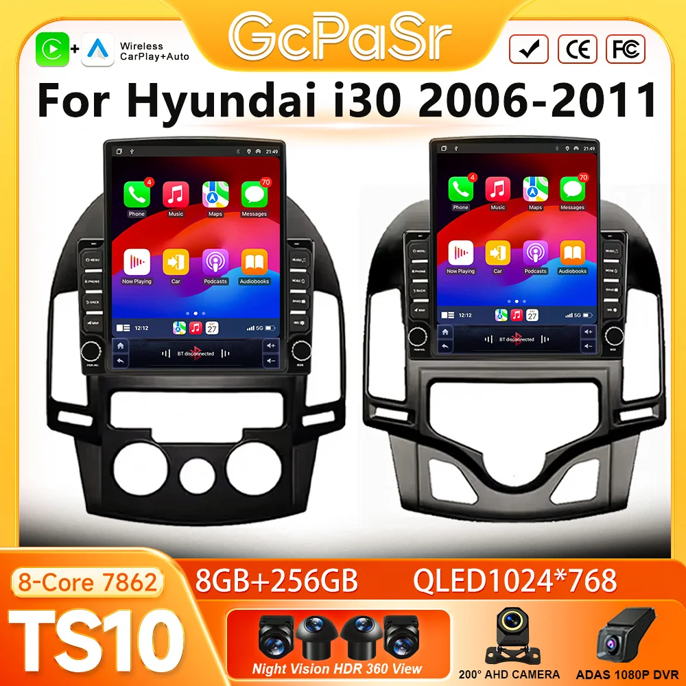 Android 16 For Hyundai i30 2006-2011 Car Radio Carplay Navigation GPS Stereo Android Auto Screen Bluetooth Multimedia Player 5G