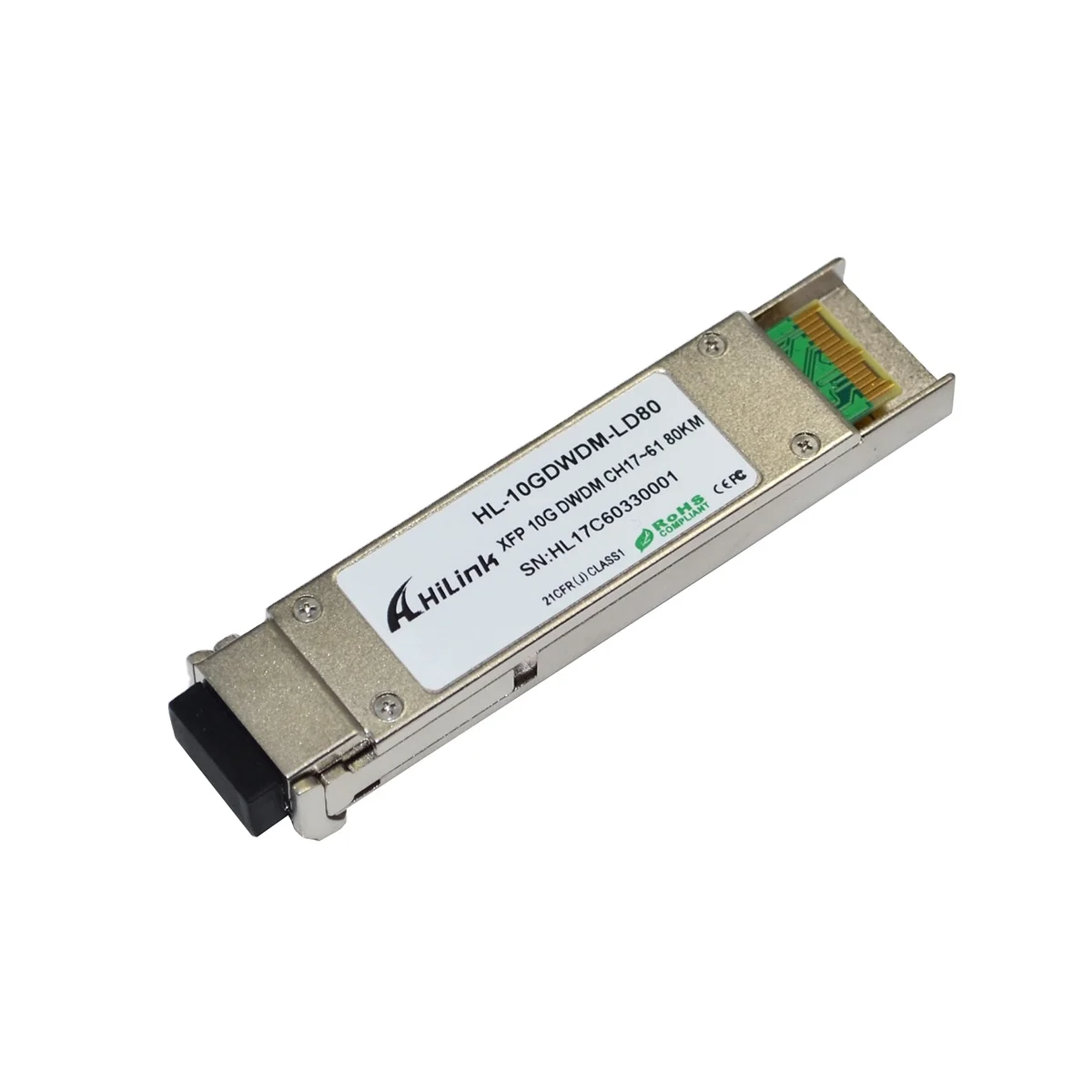 Hilink 10G XFP DWDM 80KM CH17-CH61 Single Mode Duplex LC Connector Telecommunication Fiber Optic Module