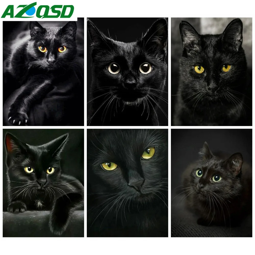 Azqsd neue Diamant malerei Tier bohrer Stickerei Katze Kreuz stich Kit Kunst Wohnkultur Strass Bilder