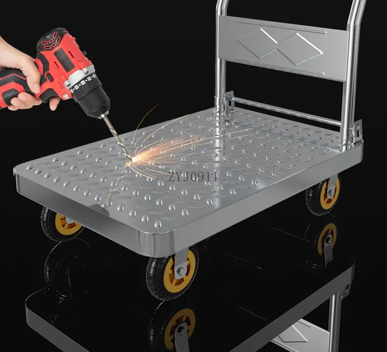 Steel plate trolley Pull goods Trailer Folding small trolley