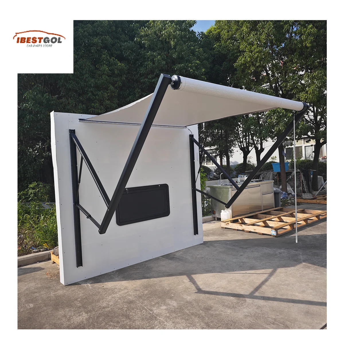 Ibestgol 12V Side Awning for RV Use Easy Installation Sun Shade with LED Light