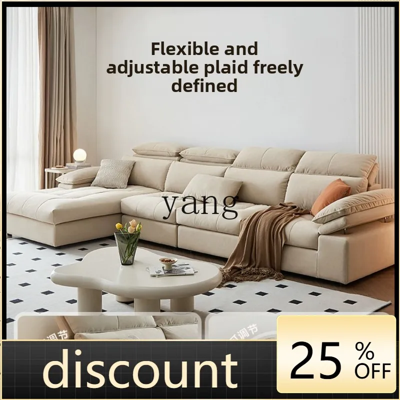 LH cream wind cat scratching fabric sofa removable and washable living room new solid wood frame furniture