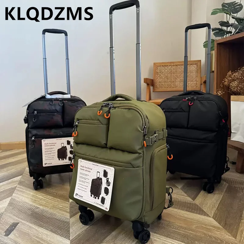 

KLQDZMS New Backpack For Export to Japan Outdoor Camera Storage 18 Inch Backpack Men's Suitcase On Wheels Cabin Rolling Luggage