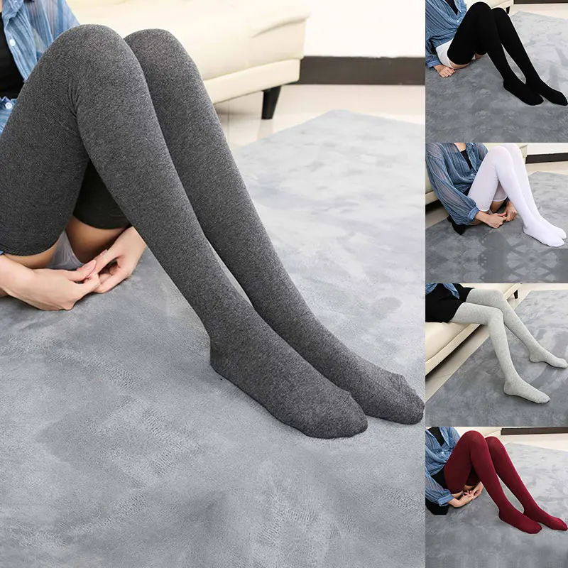 Autumn And Winter Stockings Women Thigh High Over The Knee Socks Extra Long Cotton Stockings Solid Japanese Leg Warmer Hosiery