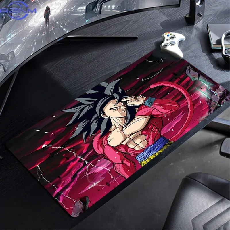 Anime Red Outfit Character Lightning Background Large Mousepad, Rubber Base Extended Desk Mat, Non Slip Stitched Edge Pad for Ga