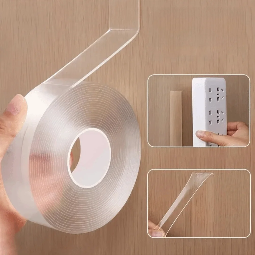 Bathroom Accessaries Double-sided Nano Tape Waterproof Strong Sticky Seamless Tape Transparent Reusable Two Side Tape