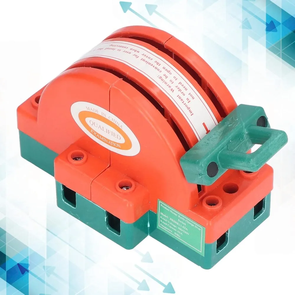 2 Pole Disconnect Knife Switch 63A 2 Way Bidirectional Switch Dual Power 380V AC Manual Transfer & Disconnect Switch