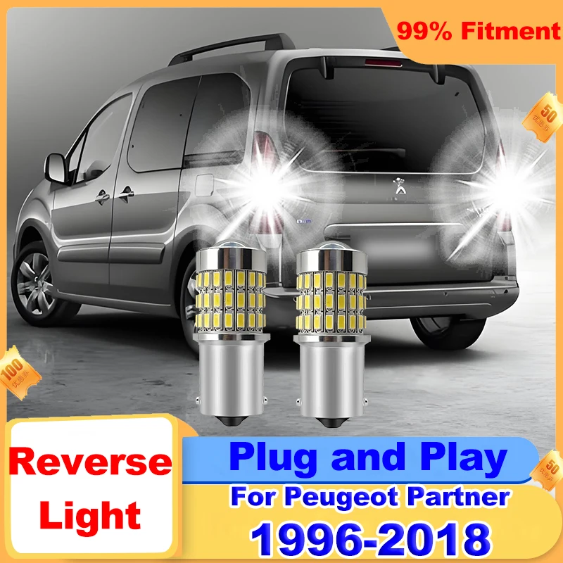 

2 шт. светодиодные лампы 1156 BA15S с линзой-проектором, Canbus, для заднего хода Peugeot Partner 1996-2018, сверхъяркие фонари заднего хода