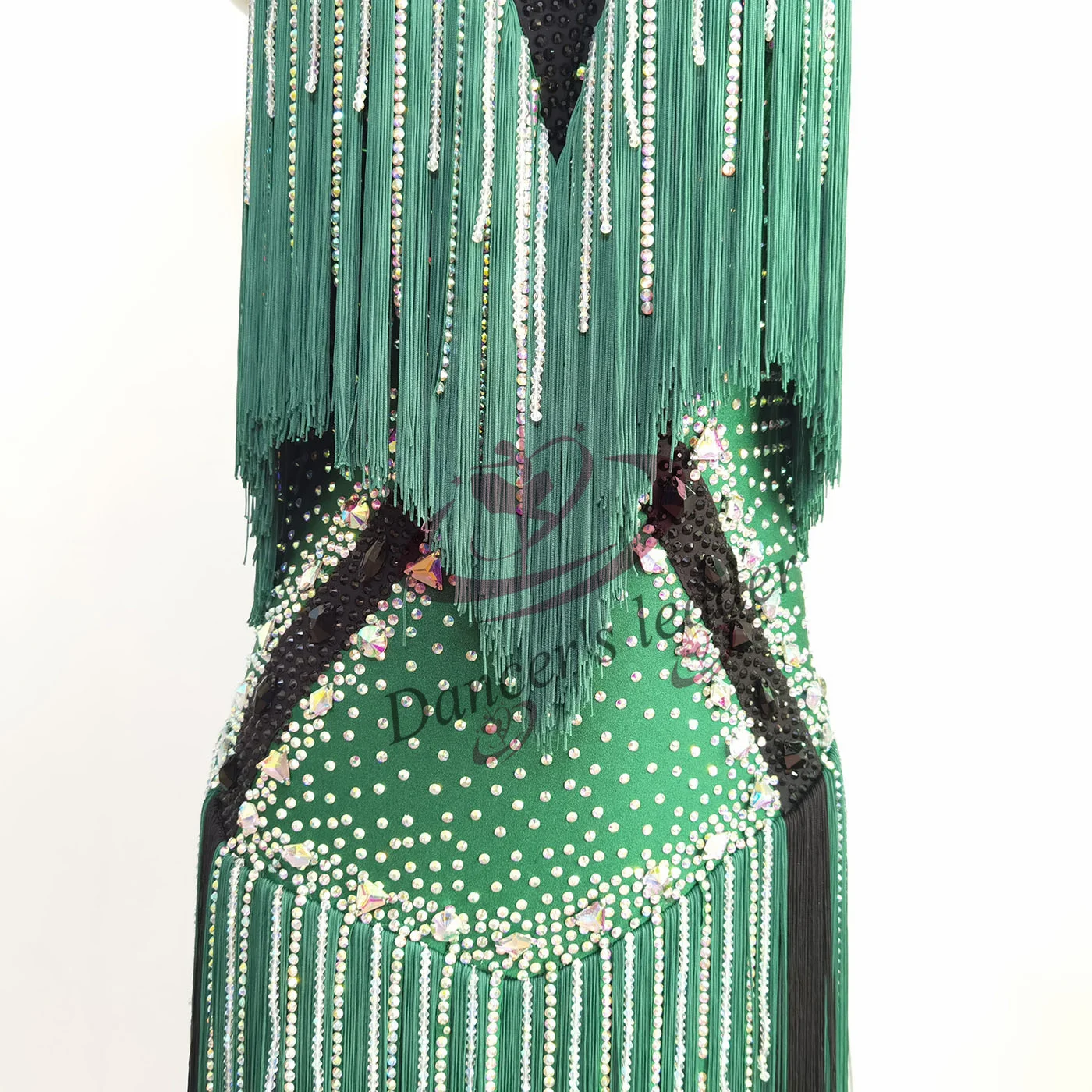 Robe de danse latine haut de gamme, personnalisée, avec pompon fait à la main, entièrement en diamant, vêtements professionnels de scène Chacha Tango