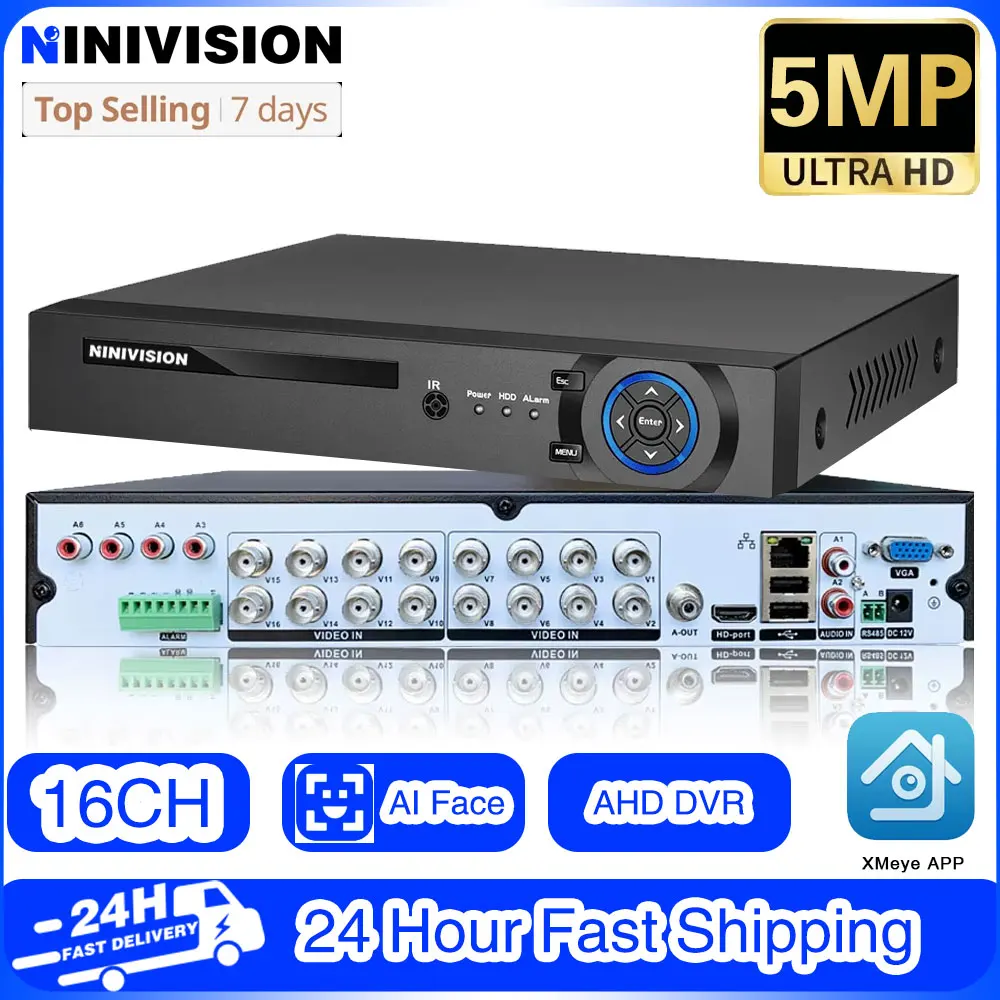 

5MP 16CH 8CH Face CCTV AHD DVR For 6 in 1 TVI CVI CVBS IP Camera 1080P Digital Video Recorder For CCTV Security System XMEye APP