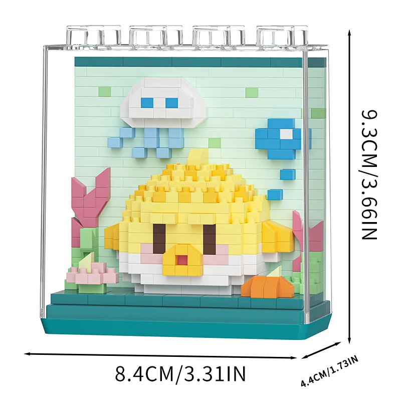 Cartoon Doll Ocean Creatures Series Puzzle Assembly Microparticle Building Blocks Male and Female Birthday Gifts