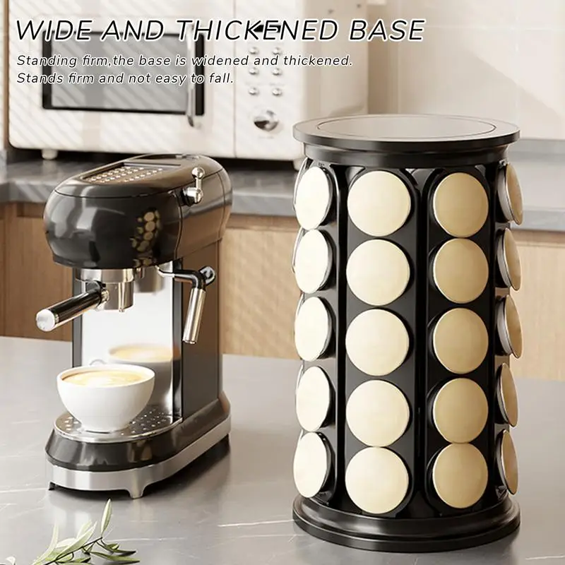 

Держатель для кофейных стручков, вращающаяся кухонная подставка, органайзер для хранения капсул для кофе, вращающийся держатель для гостиной, кухни, офиса