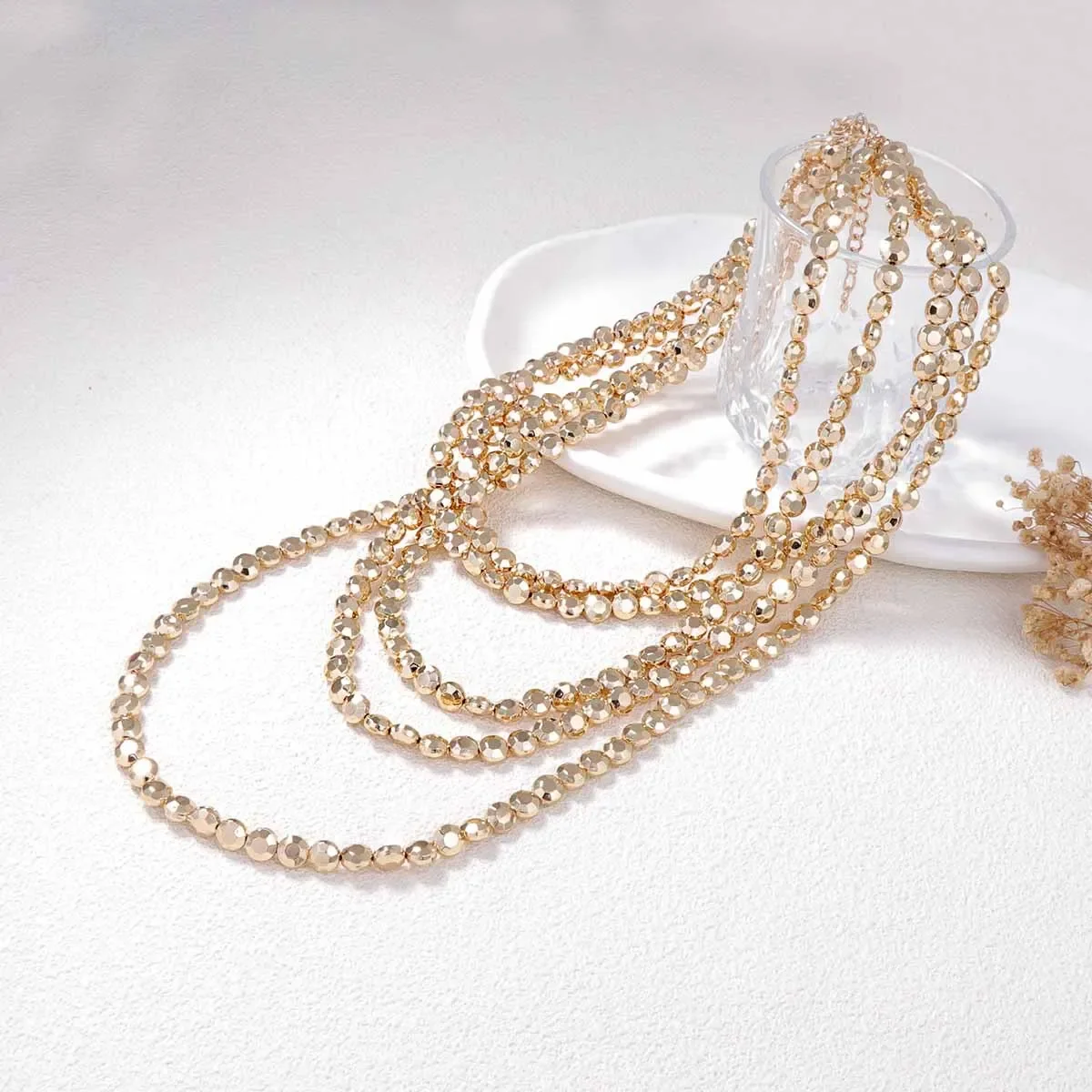 Multilayer Cuban Thick Gold Color Metal Necklace Female Hip Hop Creative Clavicle Necklaces Men Party Fashion Jewelry Gift