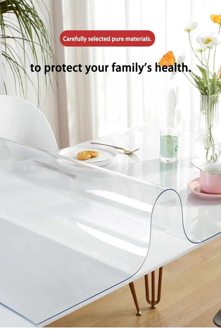 Weiche Glastischdecke, transparente PVC-Tischdecke, wasserdicht, ölbeständig, für Küche und Esszimmer, rechteckige Tischdecke, matt, klar – Detail 17