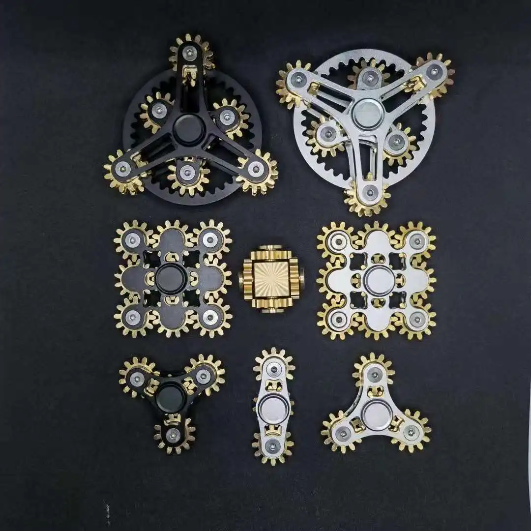 New Double Ferris Gear Fidget Spinner Nine Tooth Linkage Hand Spinner EDC Gear Linkage Finger Gyroscope Toy for Children Adults