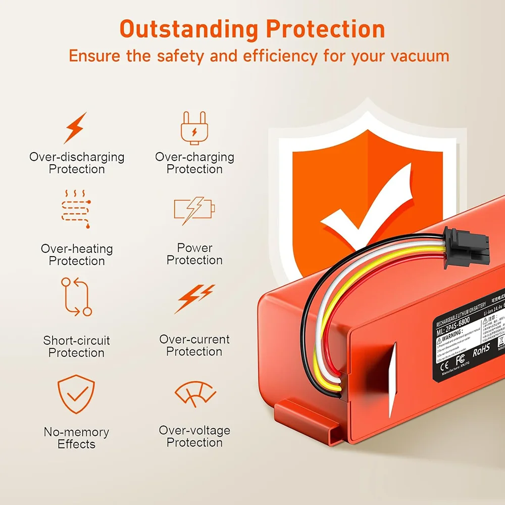 

Replacement Battery for Roborock S4 S5 S6 S7 T6 Q5 Q7 E4 E5 Xiaomi Mijia 1C 1S High Capacity Li-ion Vacuum Parts