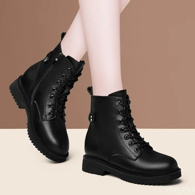 Winter Black short boots Women Outdoor non slip walking shoes Casual thick soled Chelsea Boots Fashion new comfort shoe Botas