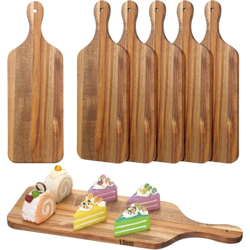 6 Pcs Acacia Wood Cutting Board Bulk Kitchen   Serving Board Blank Wood Boards for Engraving Wedding Housewarming Gift