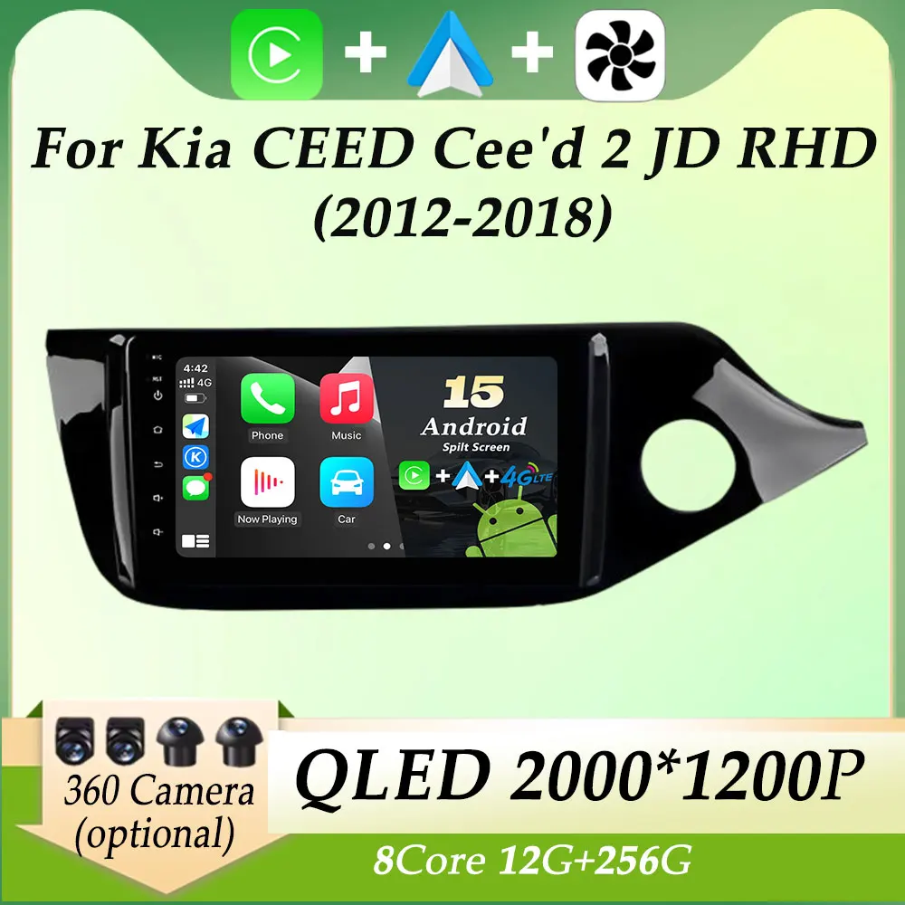 

QLED Screen for Kia CEED Cee'd 2 JD RHD 2012 - 2018 Carplay Car Radio Multimedia Player Autoradio Split Screen DSP Stereo WIFI