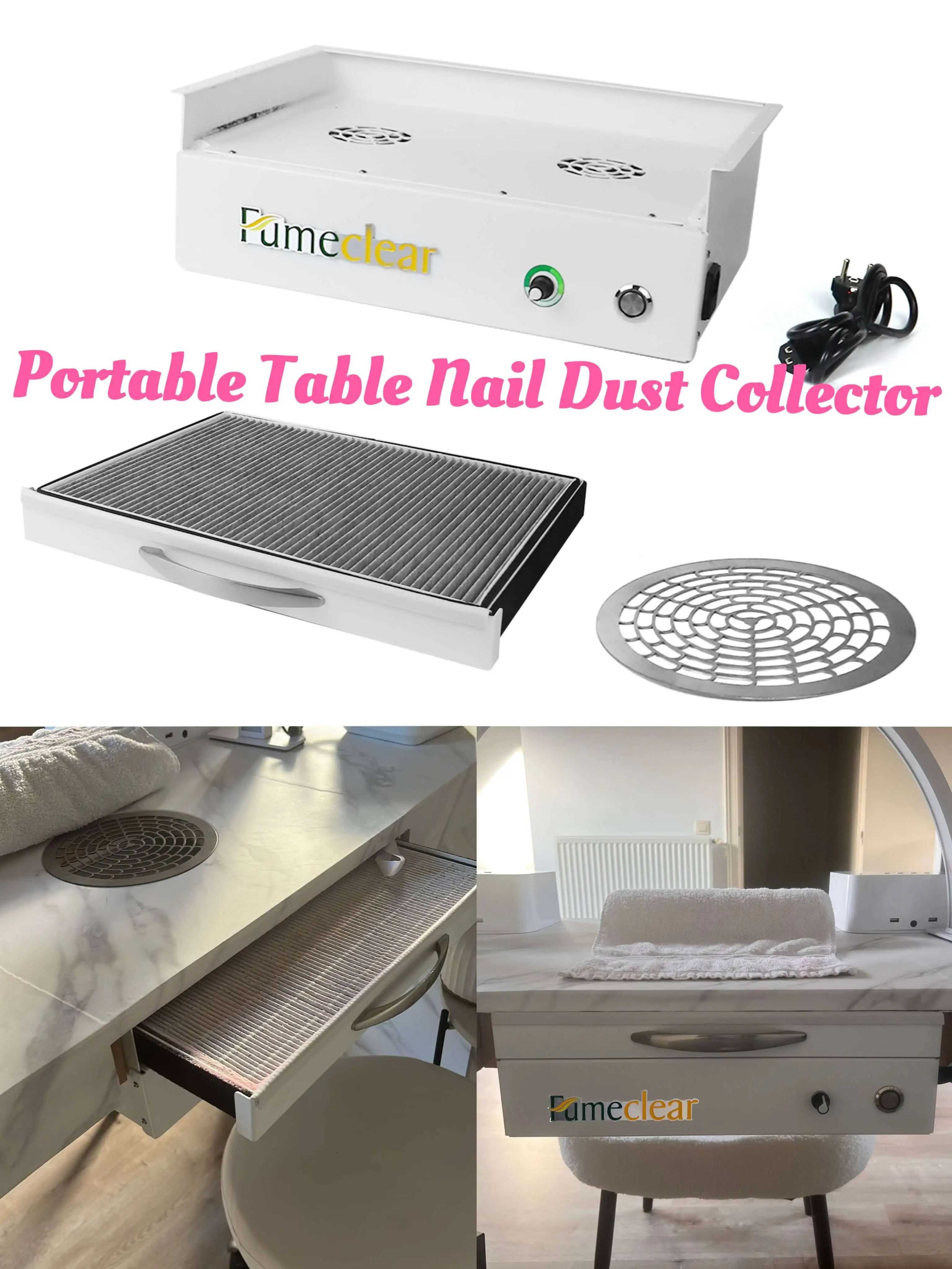 Portable Desktop Built-in Table Nail Dust Vacuum Cleaner with HEPA Filter for Home air Purifier Mini Pleated Dust Collector