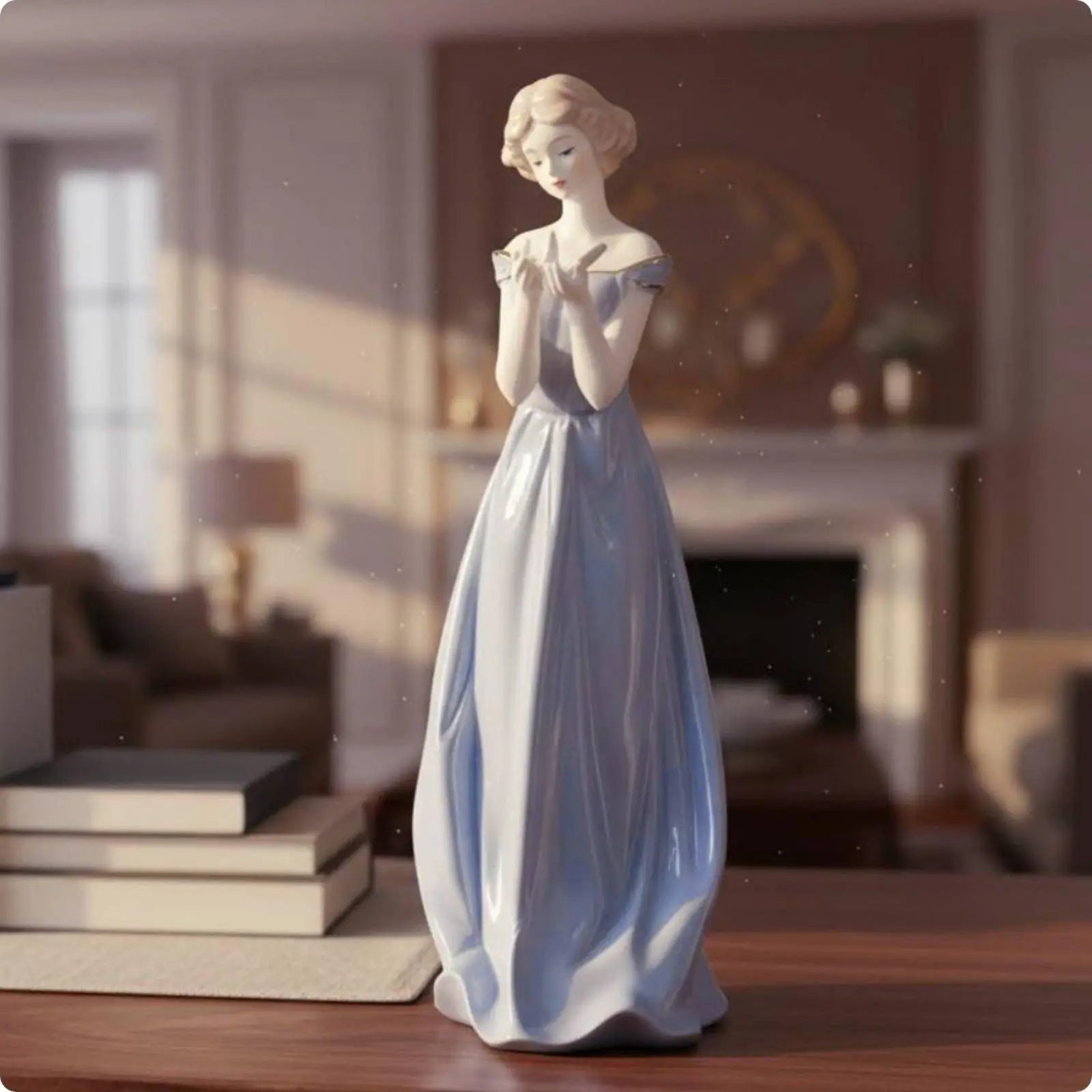 Decorative Ceramic Figurine Woman Statue Elegant Home Accent for Beverage Cabinet Shelf Table Centerpiece