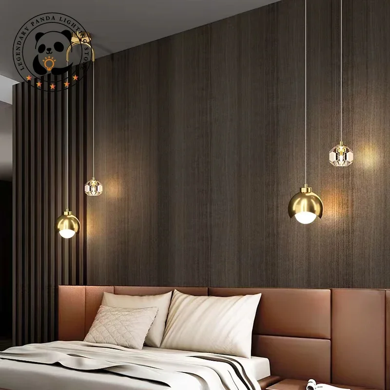 Modern Minimalist Pendant Lamps Metallic Luster Light Luxury Bedroom Bedside Parlor LED Ceiling Chandelier Indoor Art Decoration