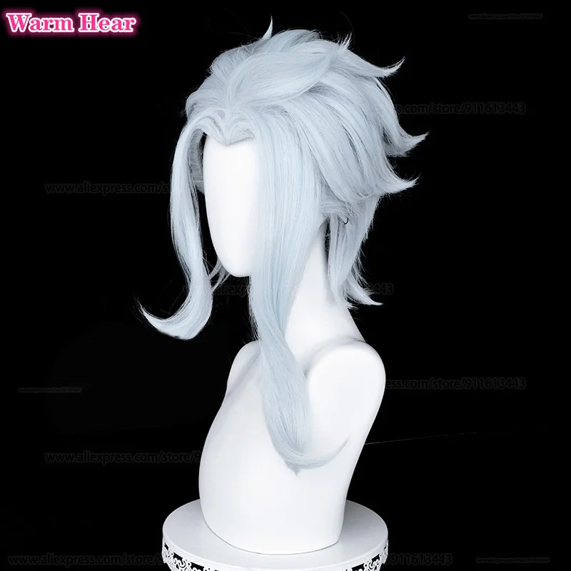 Game  Cosplay Fatui Doctor II Dottore Cosplay Wig 50cm Long Light Blue Wig Heat Resistant Synthetic Hair + Wig Cap