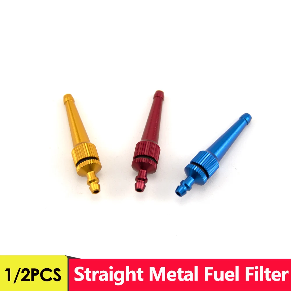 1/2PCS Straight Fuel Filter with Metal Screen CNC Accessories D9×Φ3.5×L42MM For RC Airplane Car Model