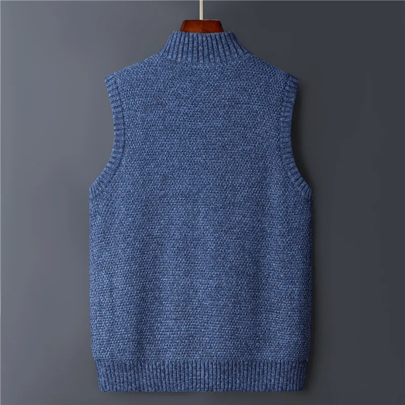 2022 Big Size Winter Mens Vest Sweater Zipper Warm Thick Male Cardigan Clothing Fleece Sleeveless Jackets Vintage Black Red