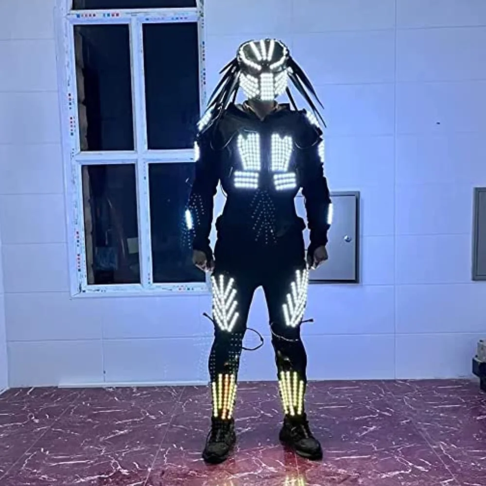 Led Robot Costumes Stage Show Light Up Luminous Gloves Mask Clothes Bar DJ For Dancing Party