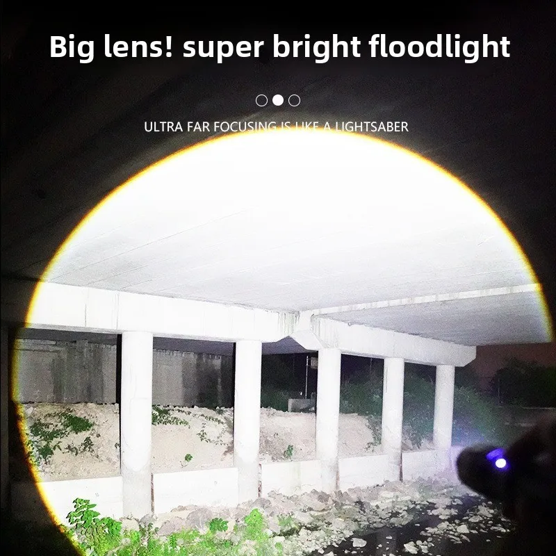 أحدث مصباح LED عالي الطاقة لعام 2025 مع تكبير وشاشة عرض رقمية، مصباح يدوي USB قابل لإعادة الشحن للتخييم والمشي لمسافات طويلة