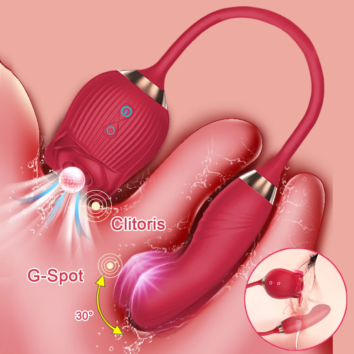 لعبة الورد مص الهزاز تذبذب G بقعة هزاز دسار للنساء 2 في 1 البظر الحلمة مصاصة المهبل محفز لعبة جنسية للتدليك