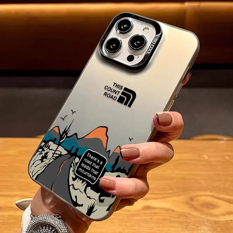 For IPhone 16 15 14 13 12 11 Pro Max Cas Cartoon Anime Mountain Road Case for IPhone 16 15 14 Plus X XS Max XR 13 12 Mini Case