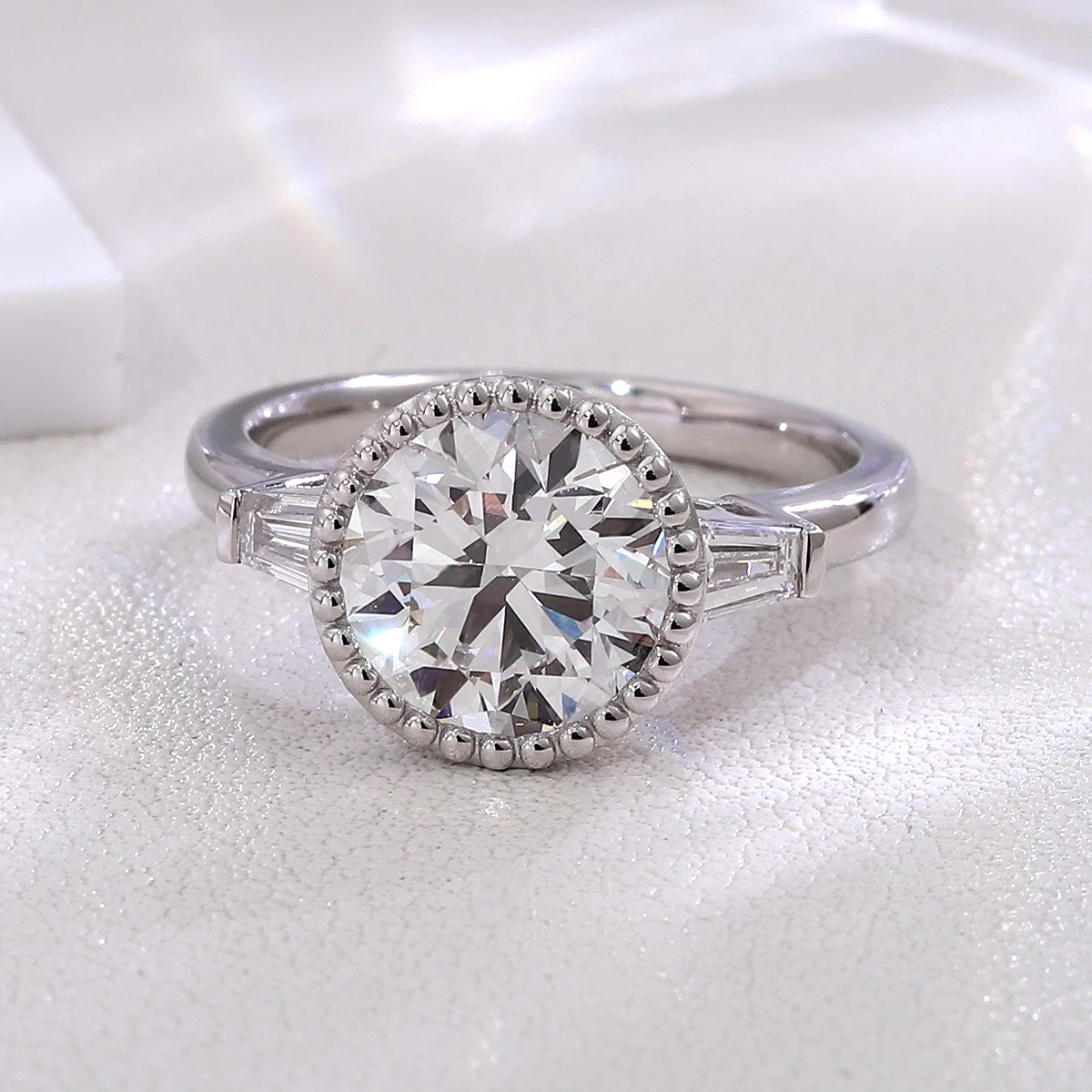 

Provence 3ct Trilogy rings Ring 9K 10K Gold IGI Round cut Lab diamond Engagement wedding Ring Fine jewelry for Women Ladie Gifts