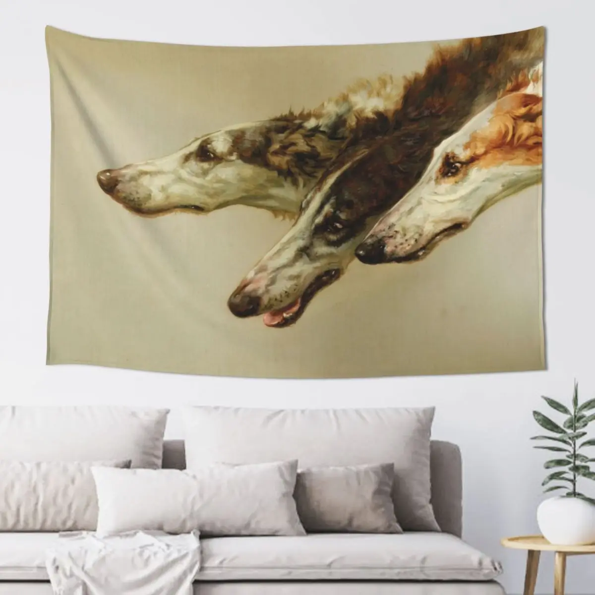 

Barzoi Heads Tapestry Decorative Wall Murals Bedroom Decor Aesthetic Home Decoration Tapestry