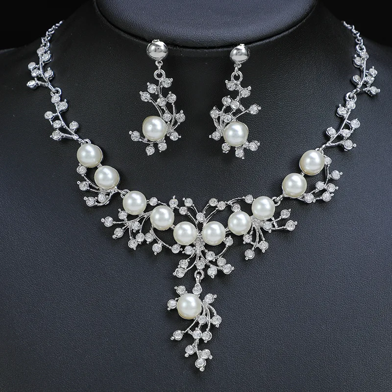 Pearl Necklace Set Women\'s Wedding Necklace Set Alloy Bridal Jewelry Sets for Women Accessories
