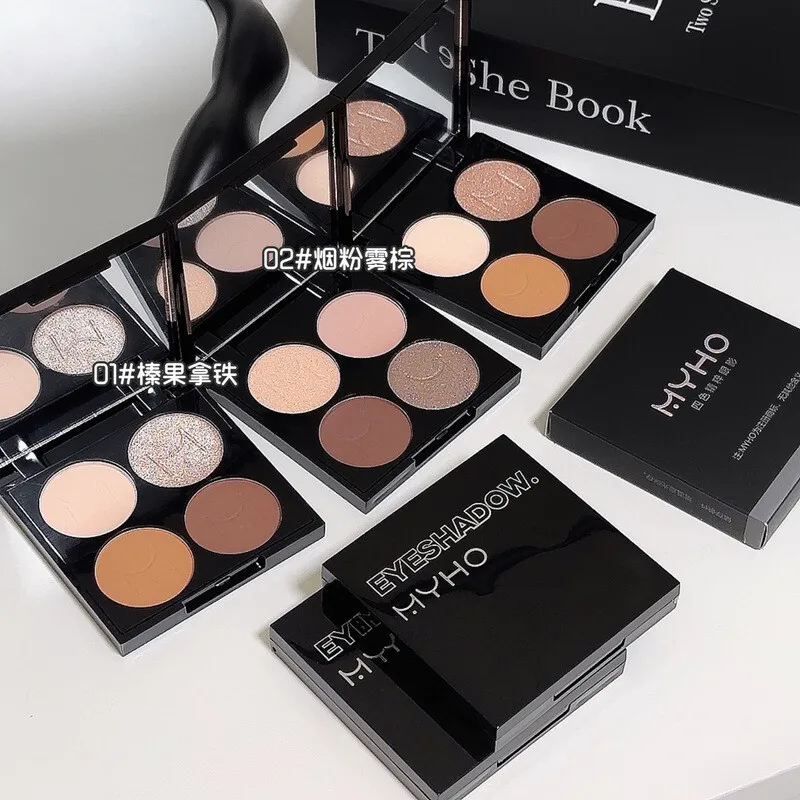 لوحة ظلال عيون بأربعة ألوان للمبتدئين، مكياج خفيف، تشبع منخفض، لا توجد بودرة تتقشر أو تساقط، ظلال عيون بلون الأرض