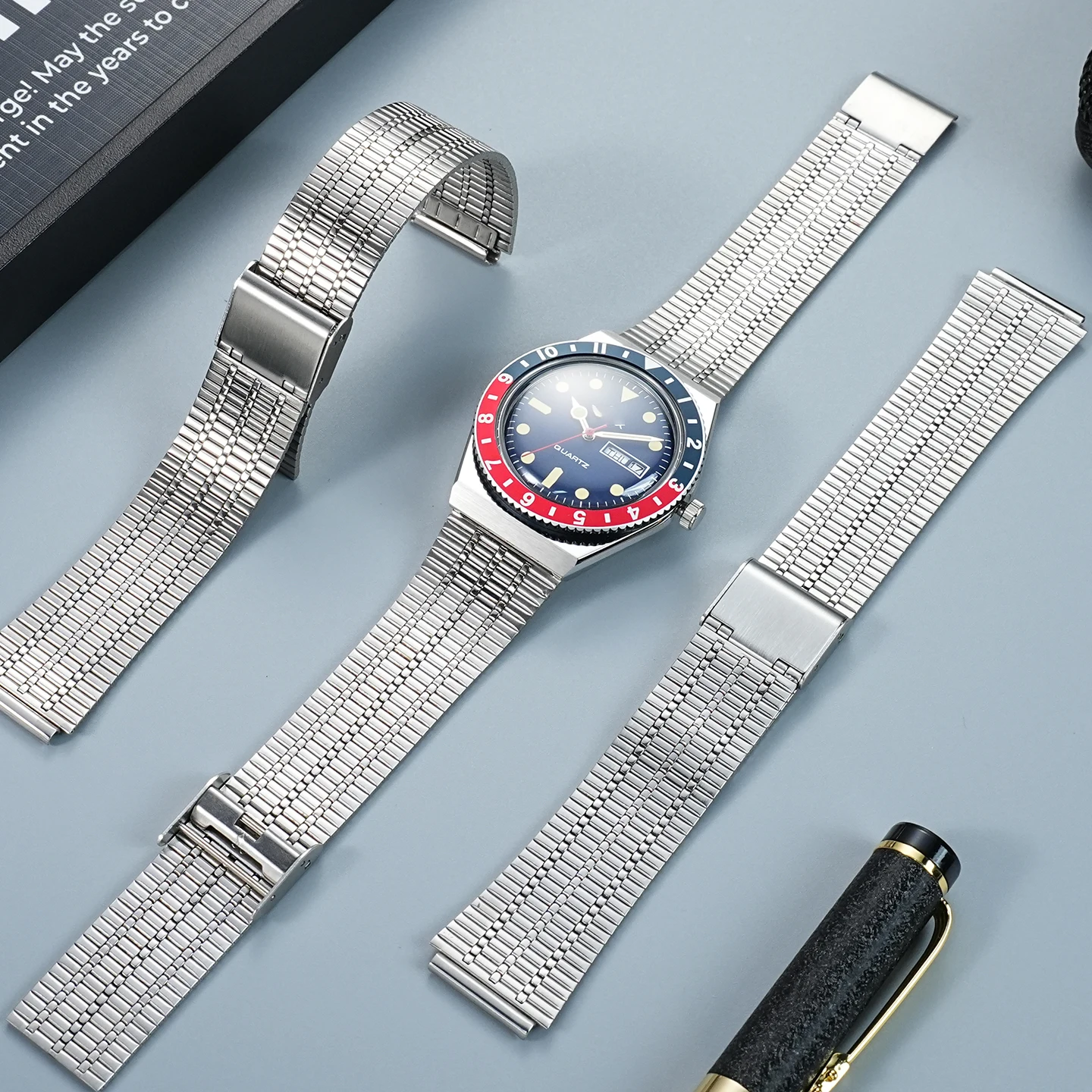 ل TIMEX Q سلسلة TW2T80700 TW2U61200 TW2U61300 الفولاذ المقاوم للصدأ حزام الساعات ساعة رجالي اكسسوارات محدب حزام معدني 18 مللي متر