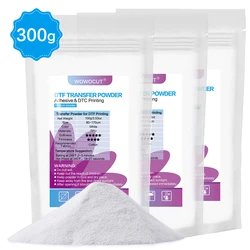 WOWOCUT DTF Powder White Digital Transfer Hot Melt Adhesive 300g DTF Powder Printer Direct Print on All Fabric T Shirt Jeans Etc