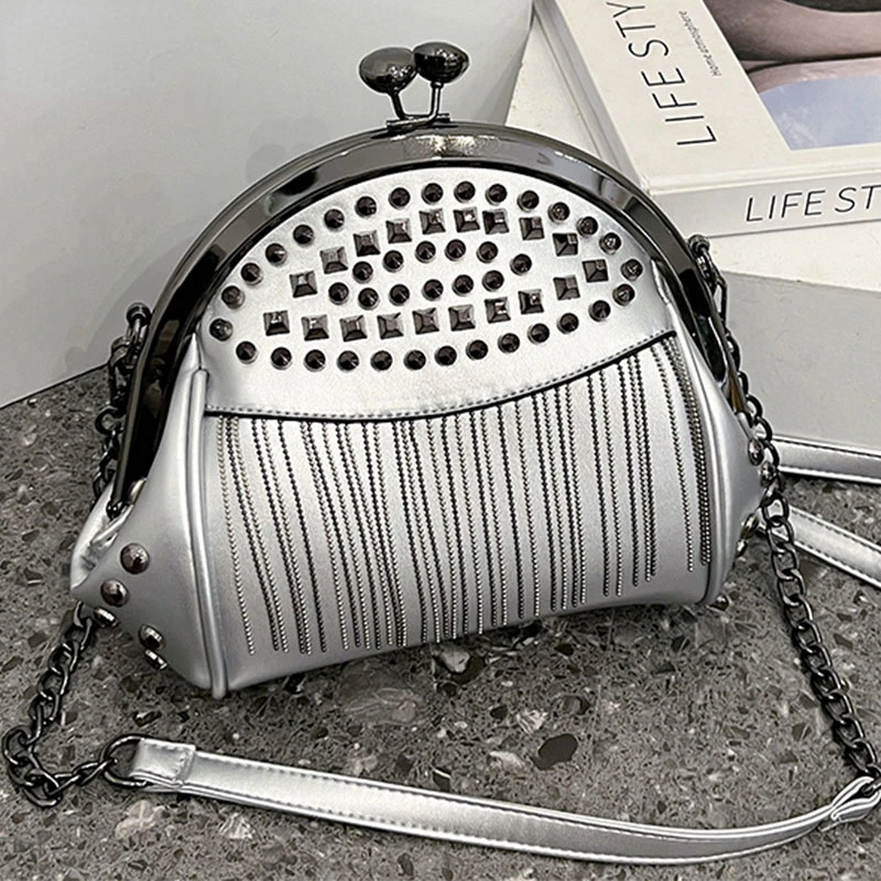 Women Bag New Style Rivet Tassel Fashion Shell Bag Korea Style Shoulder Messenger Bag Chain Handbag High Quality Luxury Designer