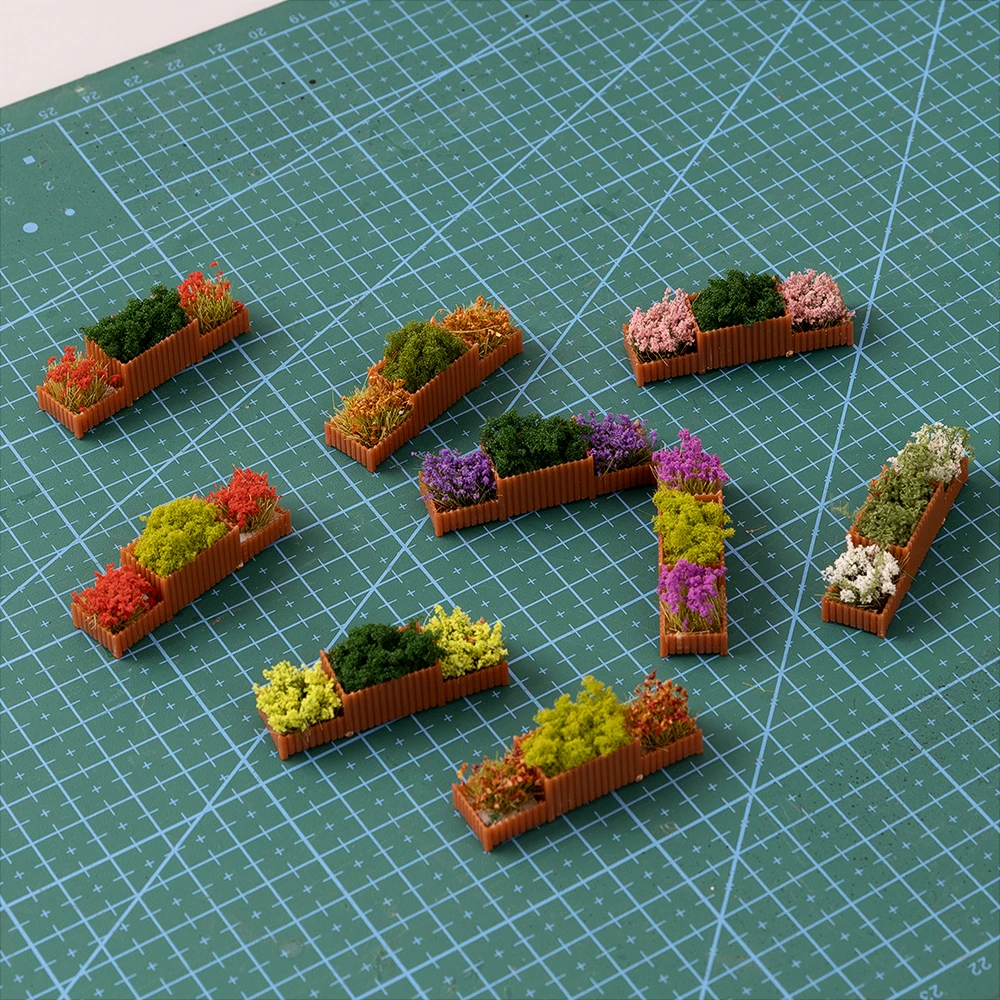 Lits de fleurs miniatures, 4 pièces, Simulation de jardin pour table de sable, aménagement Trian ferroviaire/fabrication de modèles de bricolage/décoration de jardin/Diorama