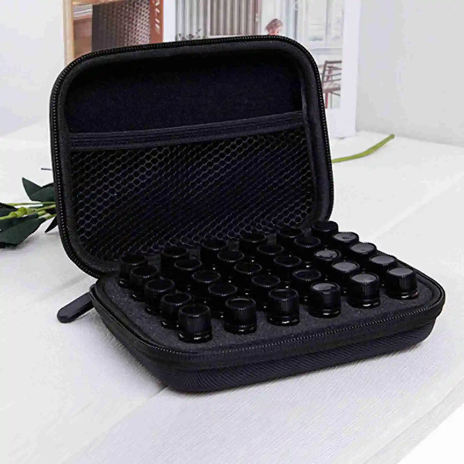 

C2 Essential Oil Carrier 30 Bottles 1-3ml Shockproof Travel Carrying Case Black EVA Storage Box for On-the-Go Protection