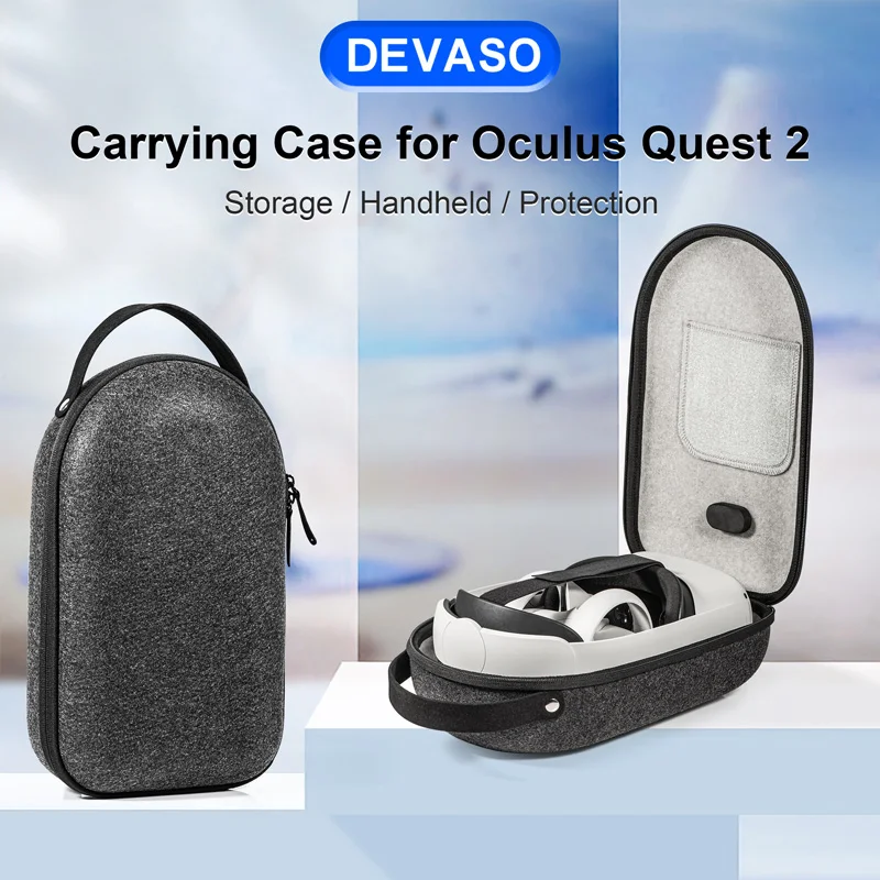 DEVASO Storage Bag For Oculos Quest 2 VR Headset Travel Carrying Case Felt Bag Portable Handbag Hard Case Full Set Box