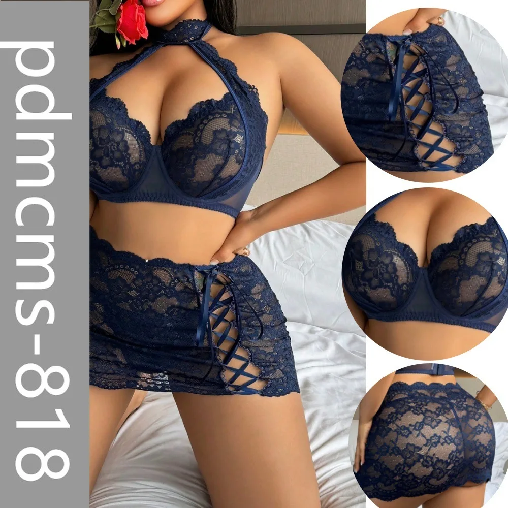 

2025 новый DZ европейский и американский толстый размер большого размера плюс сексуальное нижнее белье пижамы с кружевными бретелями перспектива