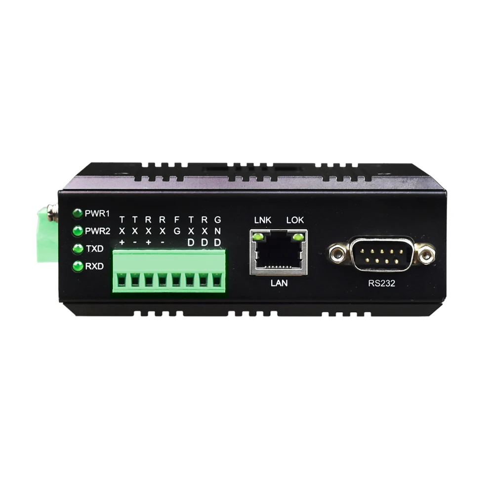 Din Rail Serial Device Server Industrial RS232 RS485 RS422 إلى Ethernet RJ45 TCP IP Converter