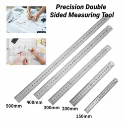 Stainless Steel Double Side Straight Ruler Centimeter Inches Scale Metric Ruler Precision Measuring Tool School Office Supplies