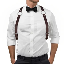 Men's Handmade Body Safety Belt Black Leather Chest Strap Adjustable Suspenders Punk Buckle Belt Dance Party Rave Club Costume