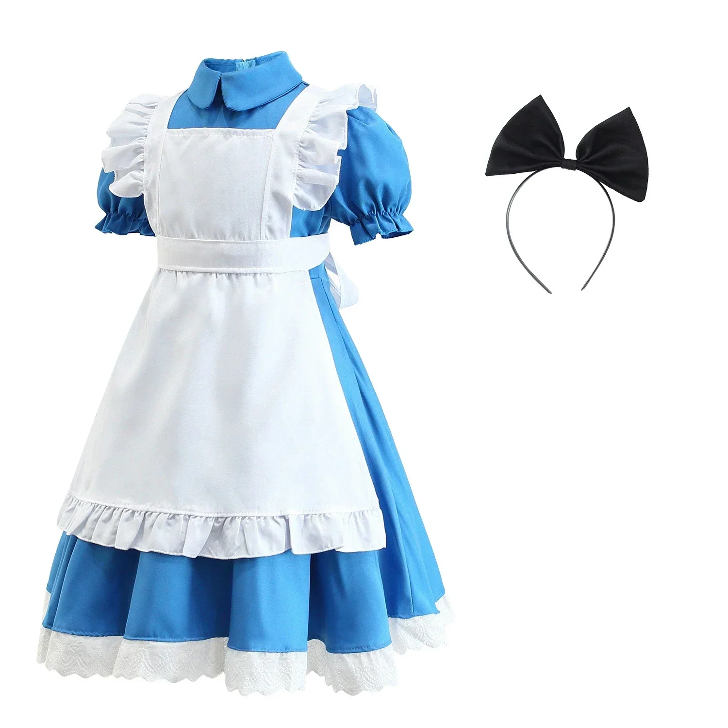 Children Blue Alice In Wonderland Halloween Costume For Kids Party Lolita Maid Dress Cosplay Fancy Carnival Costumes Girls - view 2